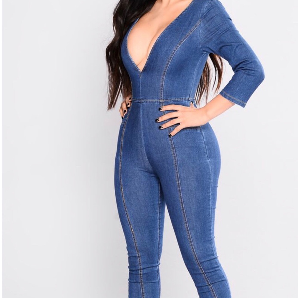 Fashion Nova Jumping Blues Jumpsuit